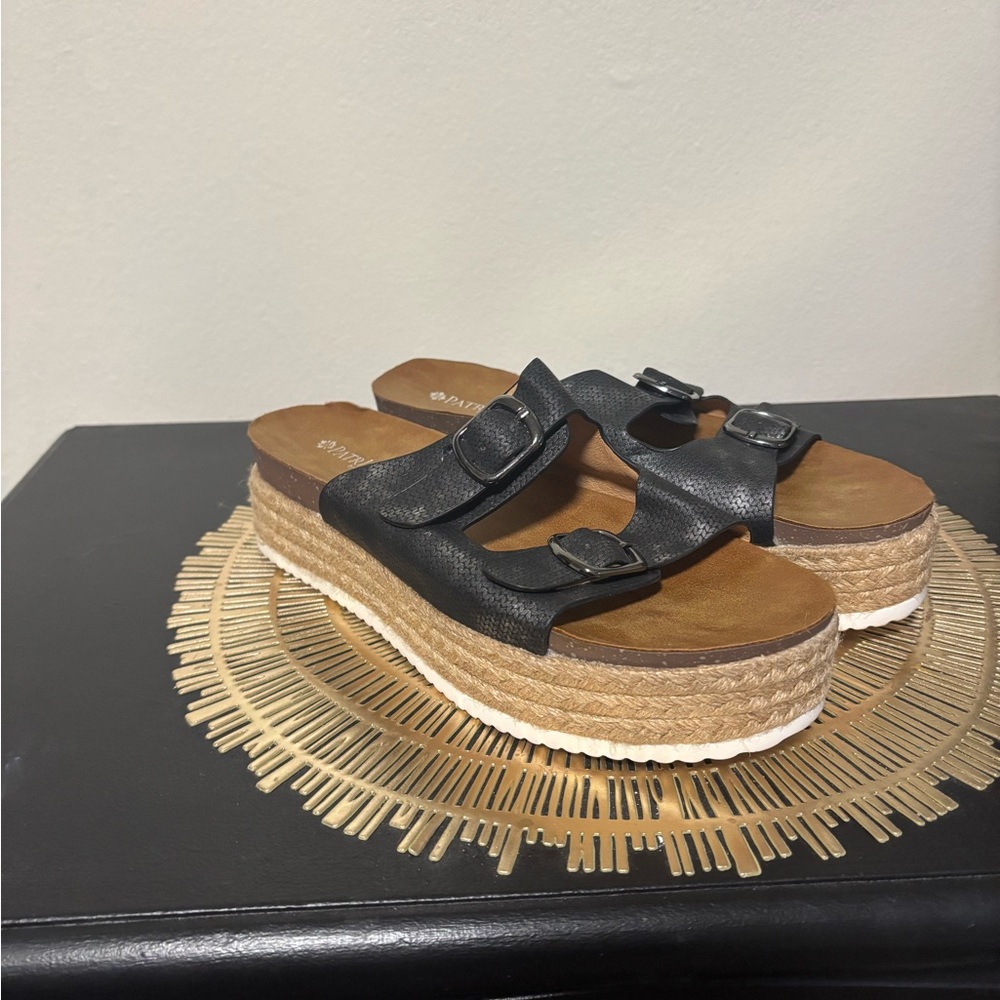Spring Step Black and Brown Platform Sandals
